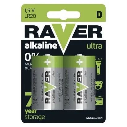 Alkalická baterie RAVER D (LR20) - 2 kusy