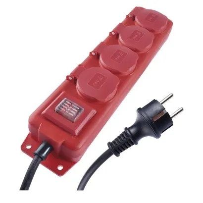 EMOS Prodlužovací kabel 3 m / 4 zásuvky / s vypínačem / černo-červený / guma-neopren / 1,5