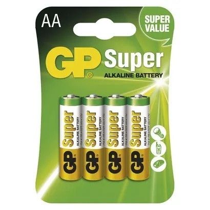 Baterie AA tužková 1,5V 4 kusy GP Super blistr (GP LR6) Alkalická baterie