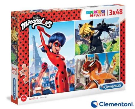 Clementoni - Puzzle 3x48, Miraculous