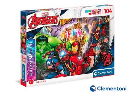 Clementoni - Puzzle 104 Brilliant, Marvel