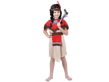 Kostým na karneval - Indiánka s čelenkou, 120-130 cm