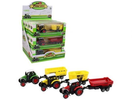 Traktor farmářský s vlečkou, 10,5 x 3,3 x 3,8 cm