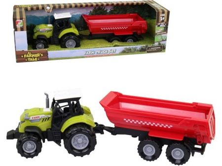 Traktor s vlečkou, volná kola, 27,5 x 6 x 6 cm