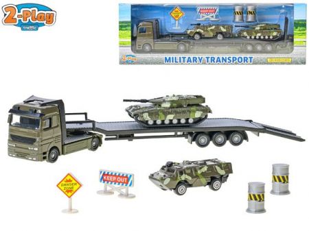 Vojenský transporter 1:60 kov s obrněnými vozidly 2ks 2-Play