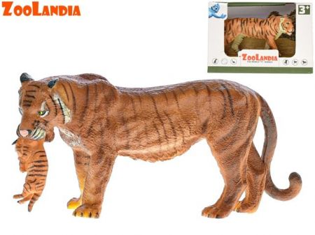 Zoolandia tygr/tygřice s mládětem 15cm v krabičce