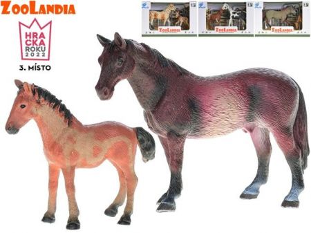 Zoolandia kůň s hříbětem 10-15cm a doplňky 4druhy v krabičce