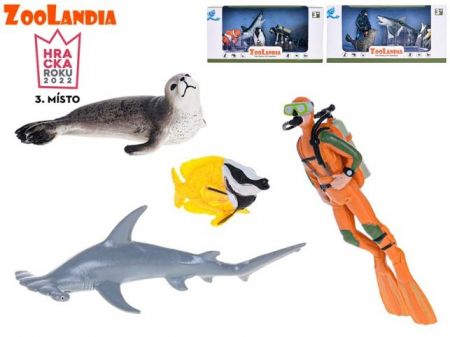 Zoolandia potápěč se žralokem a doplňky 3druhy v krabičce