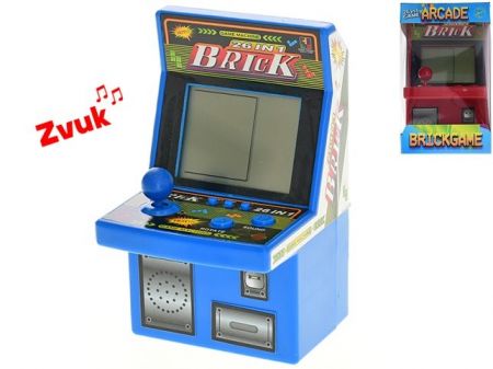 Brickgame herní konzole 9x8,5x15cm na baterie se zvukem 26her 2barvy v krabičce