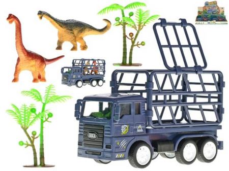 Auto nákladní 14cm na setrvačník s dinosaury