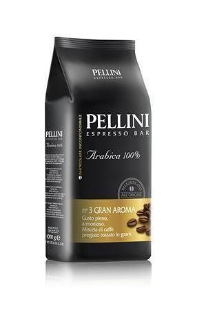 Káva &quot;Gran Aroma&quot;, pražená, zrna, vakuově balená, 1000 g, PELLINI