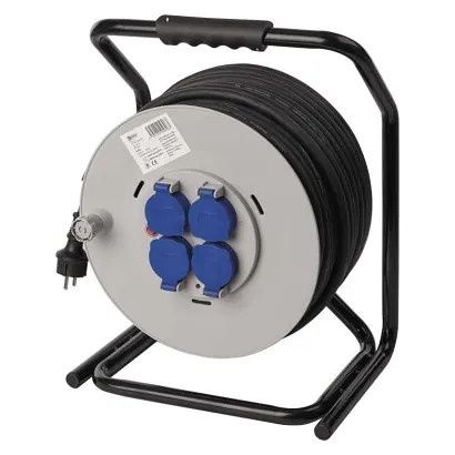EMOS Venkovní prodlužovací kabel na bubnu 50 m / 4 zásuvky / černý / guma / 230 V / 2,5 mm