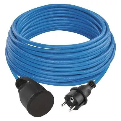 EMOS Počasí odolný prodlužovací kabel 20 m / 1 zásuvka / modrý / silikon / 230 V / 1,5 mm2