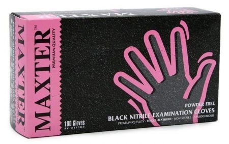 Ochranné rukavice, černá, jednorázové, nitrilové, vel. XL, 100 ks, nepudrované, 3,6 g