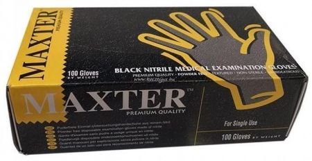 Ochranné rukavice, černá, jednorázové, nitrilové, vel. XL, 100 ks, nepudrované, 5,5 g