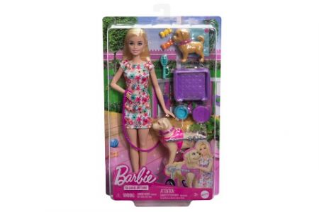 Barbie Panenka a pejsek s invalidním vozíčkem HTK37
