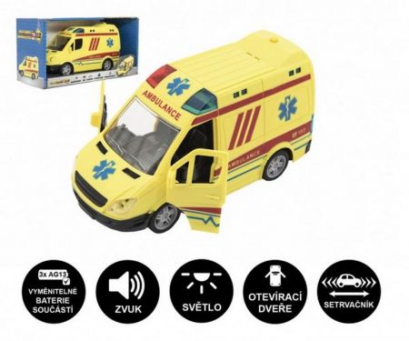 Auto ambulance plast 20cm na setrvačník na baterie