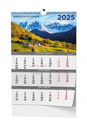 Kalendář nástěnný Tříměsíční - A3 - Obrázkový 2025 / 32cm x 45cm / BNC8-25
