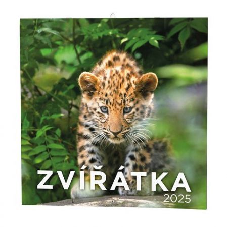 Kalendář nástěnný Zvířátka 2025 / 28,5xm x 28,5cm ( 28,5cm x 57cm rozloženo) / BNL9-25