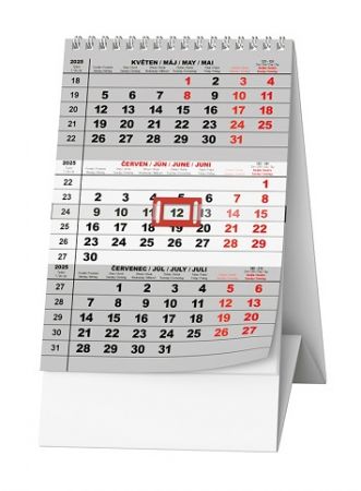 Kalendář stolní pracovní Mini tříměsíční 2025 / 11,2cm x 16cm / BSA7-25