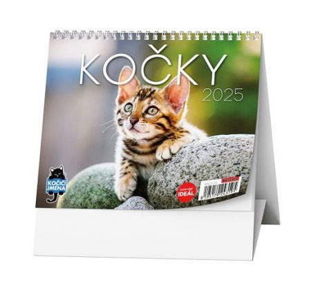 Kalendář stolní týdenní IDEÁL - Kočky /s kočičími jmény/ 2025 / 16,5cm x 13,5cm / BSL9-25
