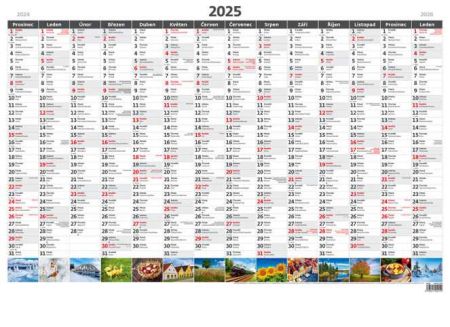 Kalendář nástěnný Plánovací roční mapa A1 obrázková 2025 / 88cm x 64cm / N220-25