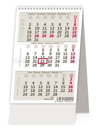 Kalendář stolní MINI tříměsíční kalendář ČR/SR 2025 / 11cm x 19,8cm / S69-25