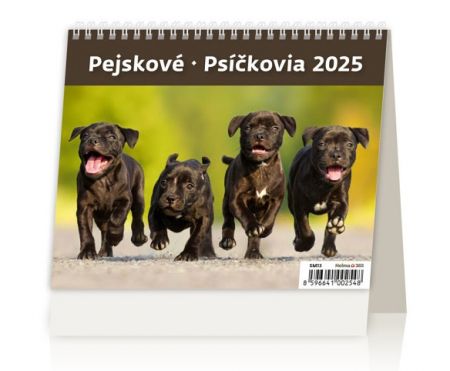 Kalendář stolní MiniMax Pejskové/Psíčkovia 2025 / 17,1cm x 16,8cm / SM13-25