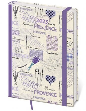Diář denní A5 Vario  - Provence s gumičkou 2025 / 14,3cm x 20,5cm / DV422-14-25