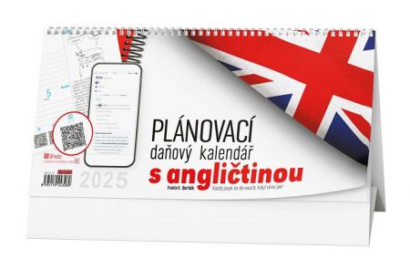 Stolní kalendář - Plánovací daňový kalendář s angličtinou 2025