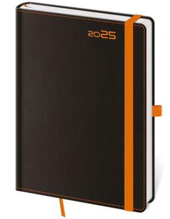 Denní diář A5 Black Orange s poutkem 2025 (DB422-5-25)