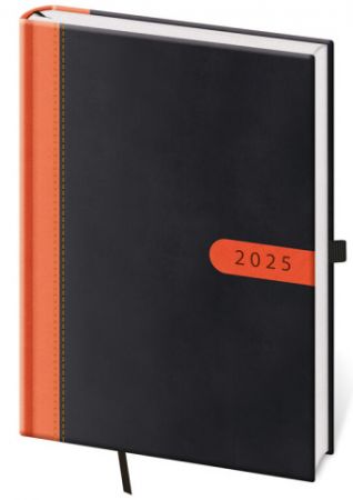 Denní diář A5 Bora černo/oranžový 2025 (DBO422-2-25)