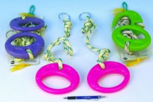 Kruhy houpací na zavěšení asst 3 barvy v síťce 32x14cm