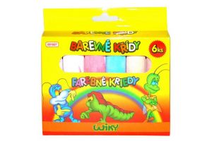 Křídy chodníkové barevné kulaté 6ks v krabičce