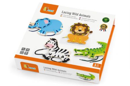 Dřevěná provlékačka - divoká zvířátka