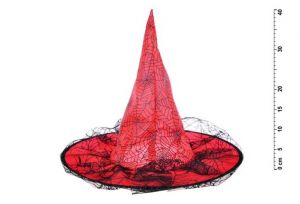 Klobouk čarodějnický M04 červený 40 x 36 cm