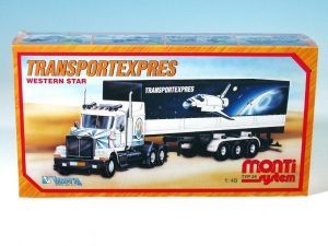 Stavebnice Monti 24 Transportexpres Western star 1:48 v krabici 32x20x7,5cm