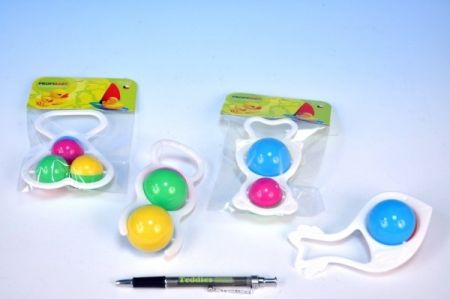 Chrastítko s úchytem asst 3 druhy v sáčku 10x12cm 0m+