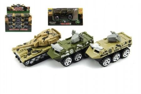 Tank/Auto vojenské/Obrněný transportér kov 7cm asst 48ks v boxu