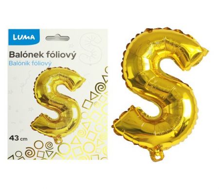Balónek foliový "S" ZLATÝ