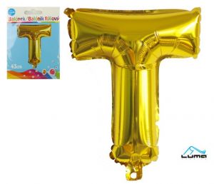 Balónek foliový "T" ZLATÝ