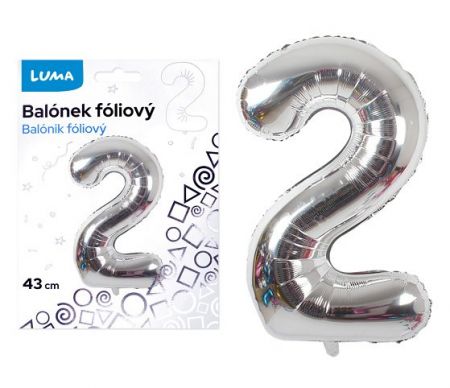 Balónek foliový č. 2 STŘÍBRNÝ 43cm