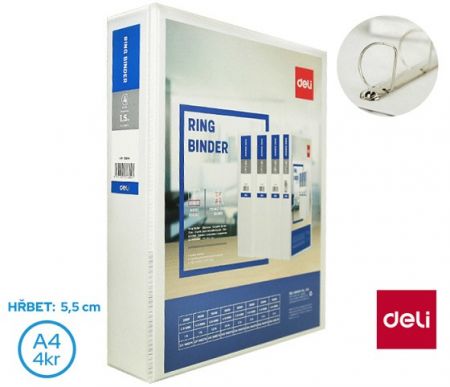 Pořadač A4/40mm 4 kroužkový "D" 25mm DELI E5615