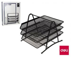 Zásuvka s třemi přihrádkami drátěná černá DELI E9181