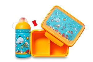 Set ZDRAVÁ SVÁČA a ZDRAVÁ LÁHEV 0,5L Mořský svět (svačinový box)