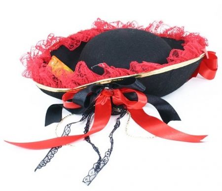 Klobouk pirátský s mašlí pro dospělé