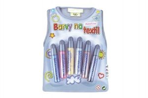 Barvy na textil metalické 6ks na kartě 14x20cm