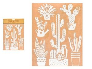 Samolepící dekorace 10466 bílé kaktusy 27,5 x 41 cm
