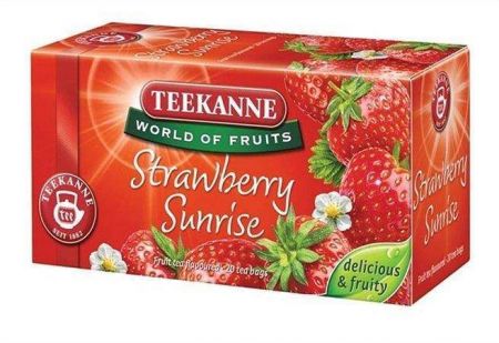 Čaj, ovocný, 20x2,5 g, TEEKANNE "Srawberry Sunrrise", jahoda