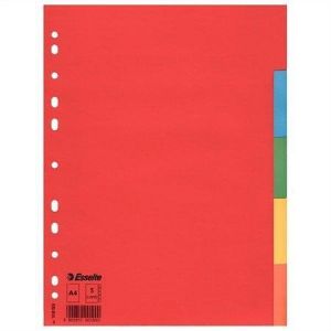 Rejstříky "Economy", mix barev, karton, A4, 5 dílů, ESSELTE